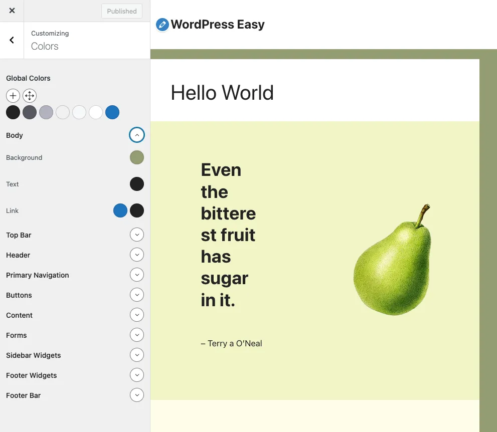wordpress-customize WordPress หน้า Customize