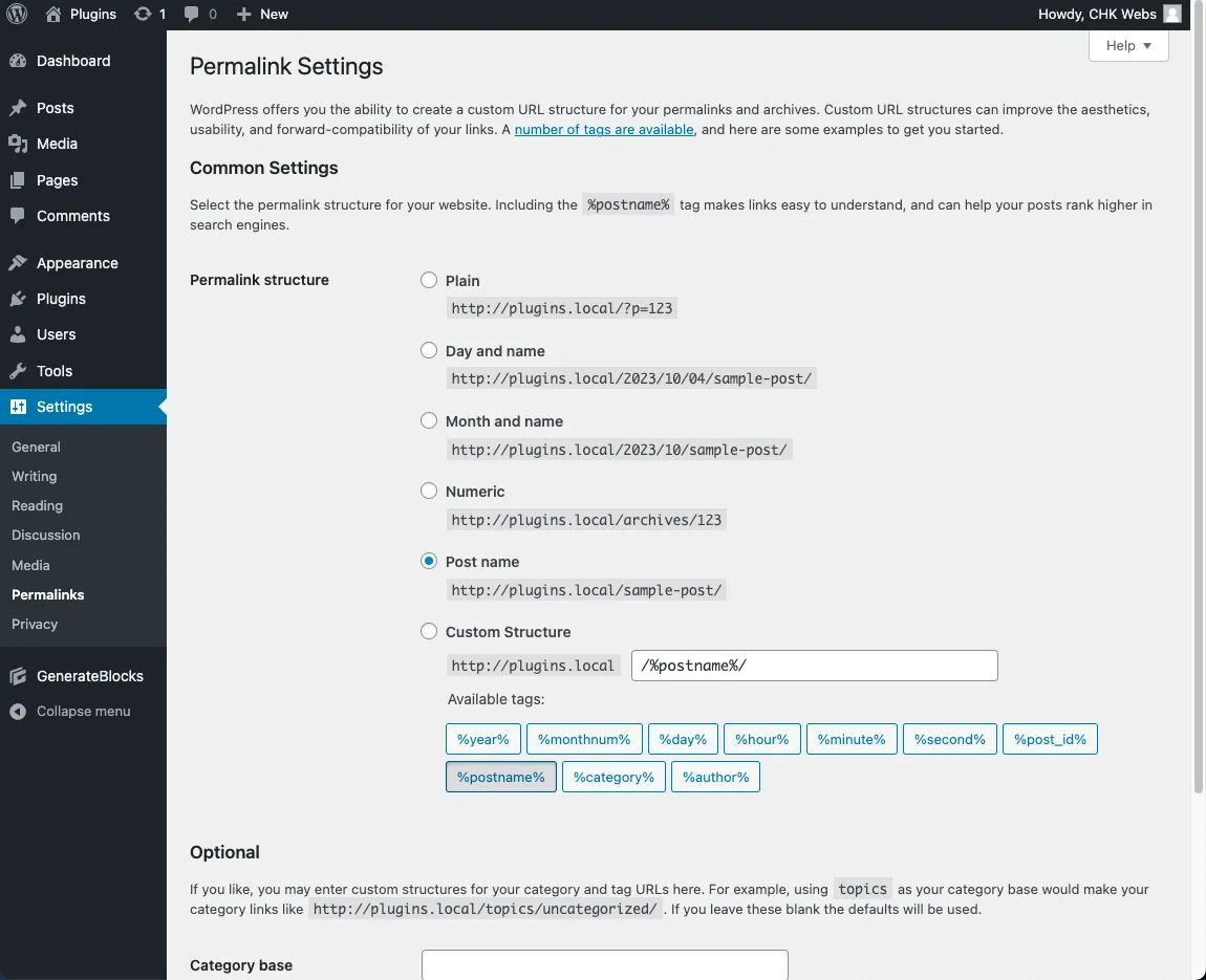 wordpress-permalink WordPress หน้า Permalink